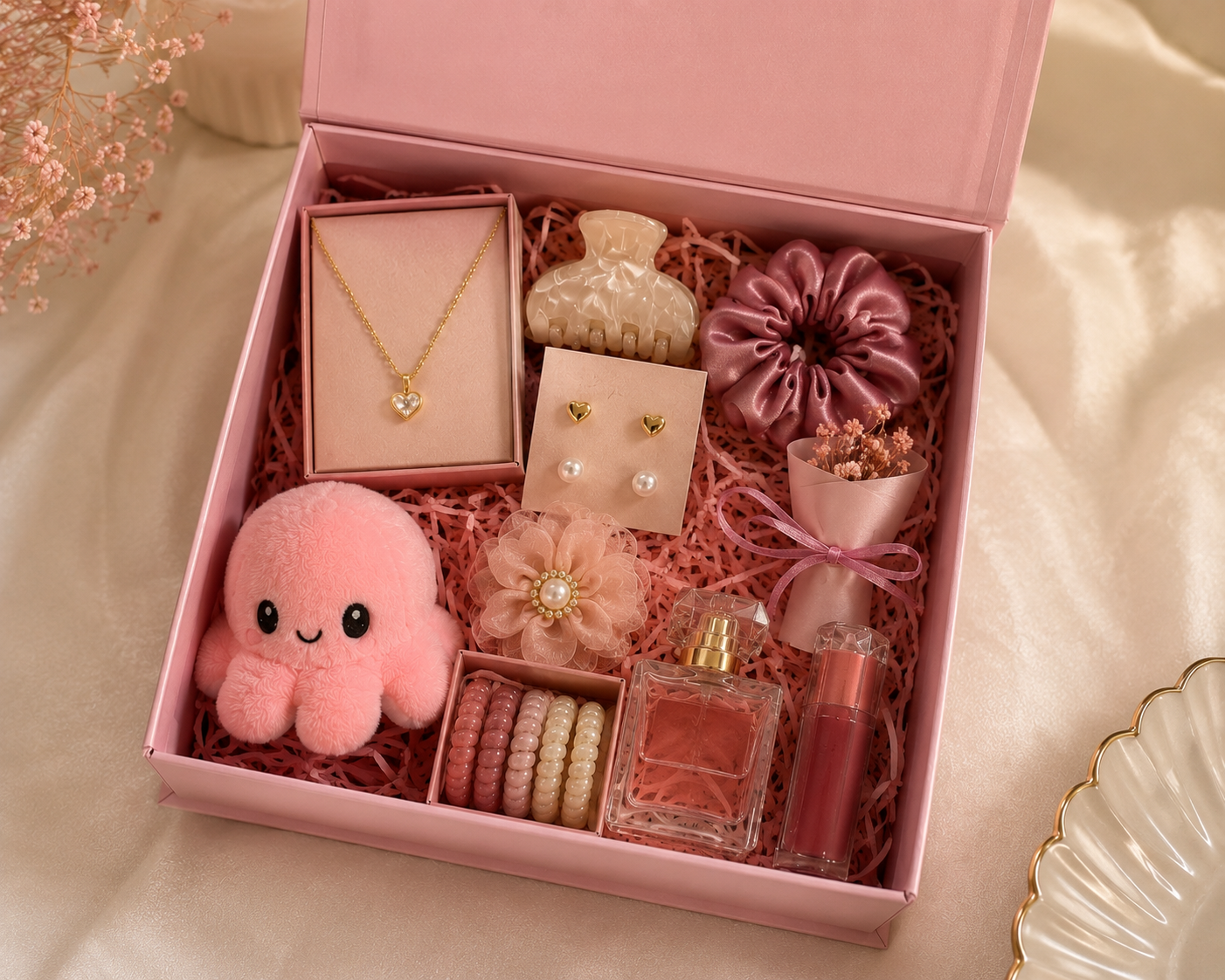 Mini Pink Birthday Hamper for Her | Jewellery & Beauty Gift Box